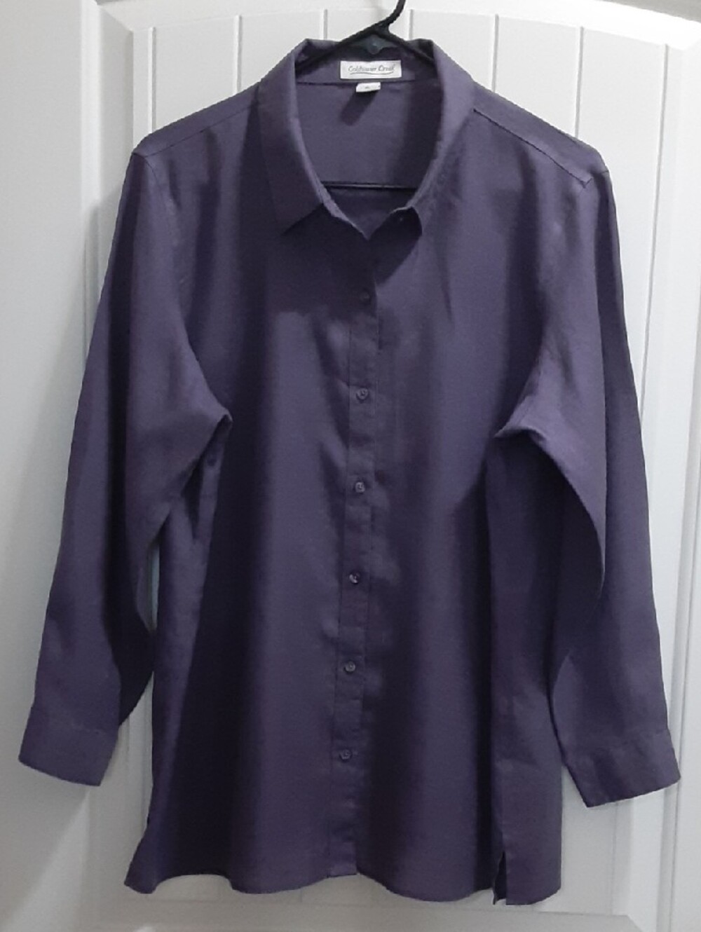 Coldwater Creek Plum 100% Linen Button Down Shirt Size PL / LP Large Petite EUC